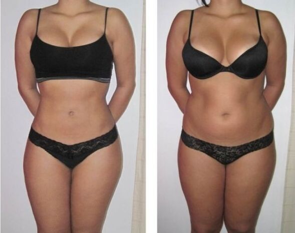 Transformation of a woman's figure after a diet