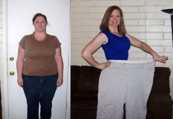 Woman before and after following a diet
